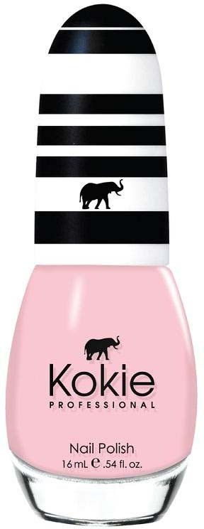 Eine rosa Nagellackflasche mit einem schwarzen Elefantenlogo und dem Text "Kokie PROFESSIONAL".