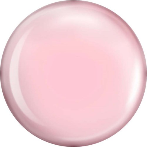 Ein glänzendes pinkes rundes Objekt, glatte Oberfläche, sieht aus wie ein Knopf oder Murmel.
