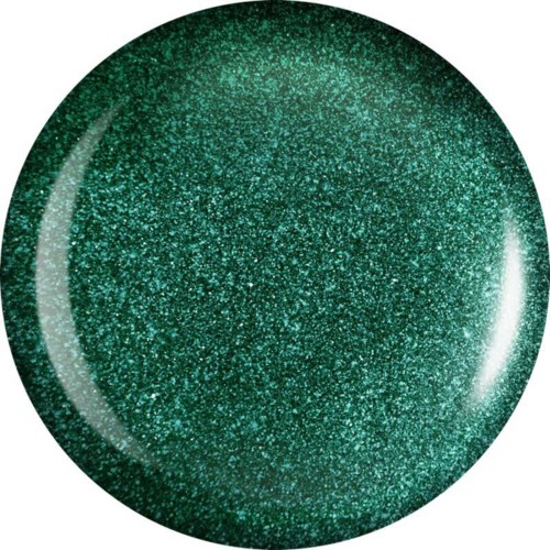 Eine glänzende grüne Kugel mit glitzernder Oberfläche, reflektiert Licht. Sie wirkt glatt und hell.