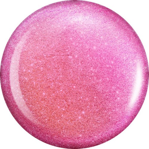Ein glänzender, rosa, runder Gegenstand mit glitzernder Oberfläche.