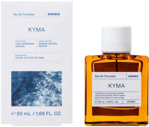 A small orange perfume bottle and its box, labeled with notes of lime, mandarin, orange, marine, watery, pepper.