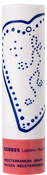 A white tube with a blue dotted dolphin design and a pink section at the bottom containing product info.