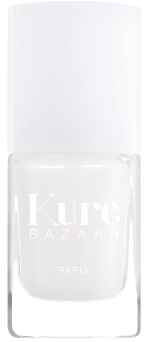 Clear nail polish bottle with white cap and label reading 'Kure BAZAAR PARIS'.