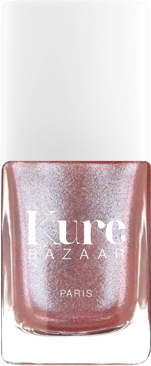 Glossy pink nail polish bottle with white cap, labeled 'Lure Bazaar Paris'.
