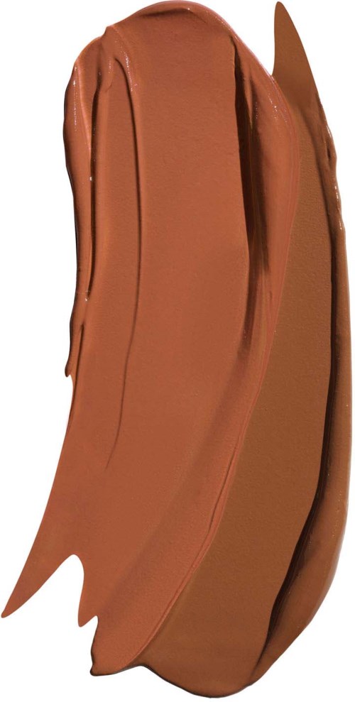 Een bruin make-up- of lippenstiftvlak met textuurlijke streken en vloeiende curves.