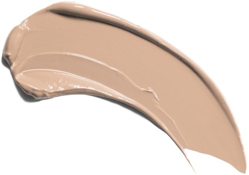 Vätsket smink i beige på svart bakgrund, kurvig form med slät textur.