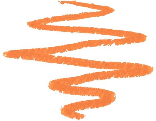 En orange snirklande linje på vit bakgrund, som liknar ett grovt spiral- eller zigzagmönster.