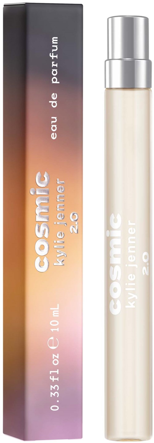 Naisten hajuvesi nimeltä 'Cosmic Kylie Jenner', 10 ml pullo, jossa on värigradientoidut pakkaukset tummista vaaleisiin sävyihin.