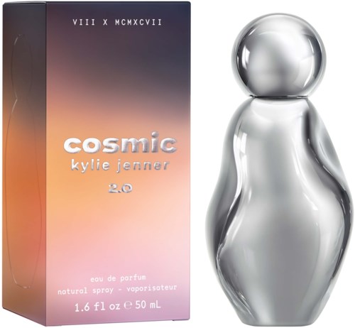 Cosmic-tuoksu Kylie Jenneriltä, 50 ml, tyylikkäässä hopeapullossa, värikkäällä laatikolla.