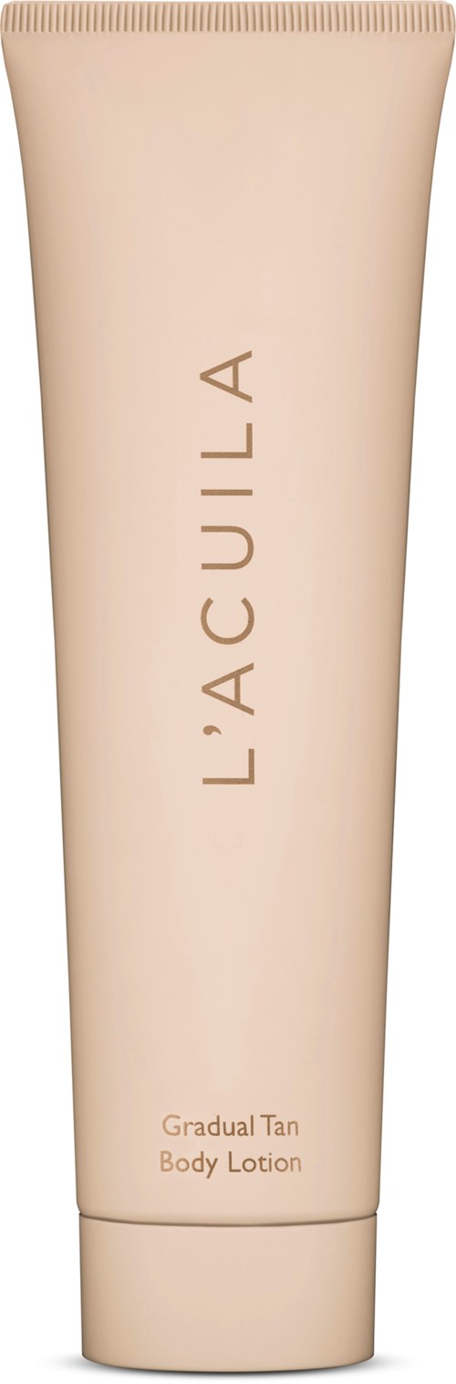 En beige tube med Lacilua Gradual Tan Body Lotion står oppreist.