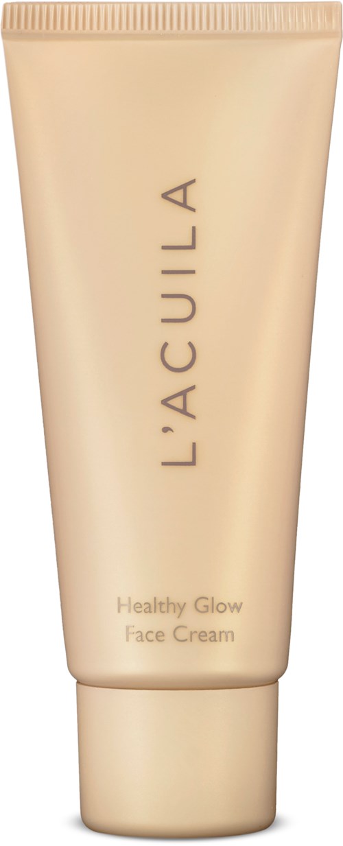 L'Acquila Gesichtcremetube, beige Farbe mit einfachem Text, fördert einen gesunden Glanz.