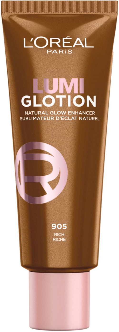 L'Oréal Paris Lumiglow Tönungscreme, reiche Textur, rosa Deckel, Nummer 905, verbessert den natürlichen Glanz.