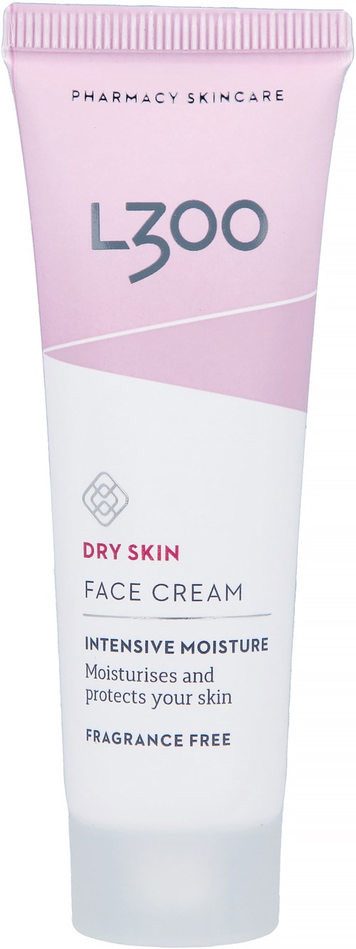 Pink-weiße Tube Gesichtscreme, für trockene Haut, feuchtigkeitsspendend, parfumfrei, von Pharmacy Skincare.