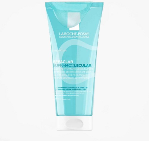 Blue tube of La Roche-Posay Effaclar Purifying Foaming Gel for oily skin.
