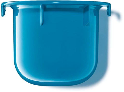 Blue mixing bowl with a smooth, rounded shape and a sturdy rim, placed against a white background.