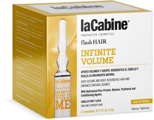 Box of LaCabine Flash Hair with Infinite Volume, containing ampules for hair care.