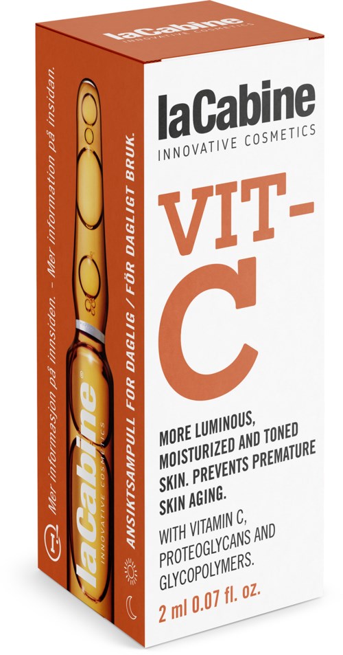 A box of LaCabine Vitamin C skincare product with description of benefits and ingredients on the front.