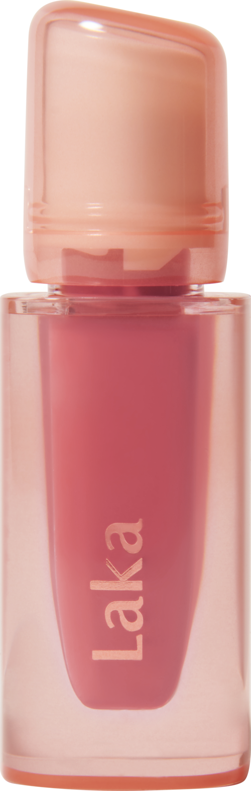 Kleiner, rosa Nagellackflasche mit rundem Deckel und der Aufschrift "Laka".