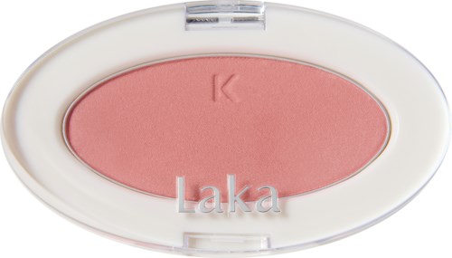 A round makeup blush with a pink color, labeled with the names 'K' and 'Laka'.