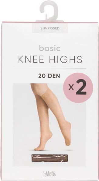 Verpackung für Kniehohe Strümpfe mit Bein und Zahl zwei.