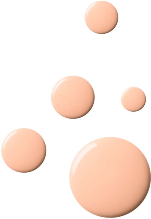 Several peach-colored spheres of different sizes floating on a white background.