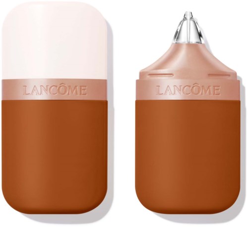 Lancôme foundation in een tweedelige container, een met deksel, de andere met een applicatorspunt.