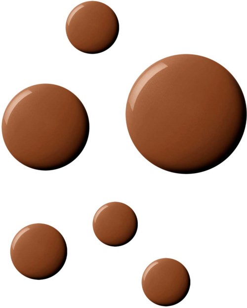 Several brown balls of different sizes float on a white background.