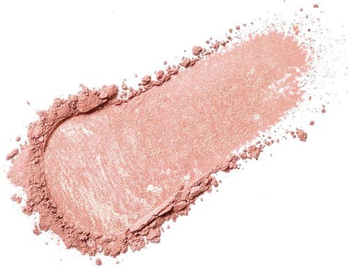 A swatch of pinkish-beige powder spread out with a rounded, smooth area and loose particles around it.