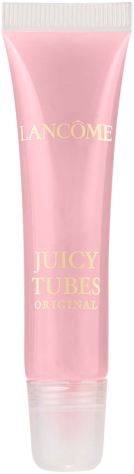 Ett rosa rör med gul text, märkt "Lancôme Juicy Tubes Original."