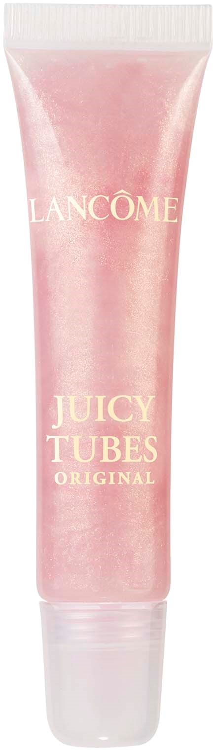 Een roze tube met witte tekst zegt 'Lancôme Juicy Tubes Original'.