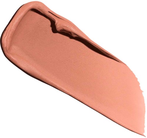 Een beige lipstick of make-upproduct met een gebogen vorm en romige textuur.