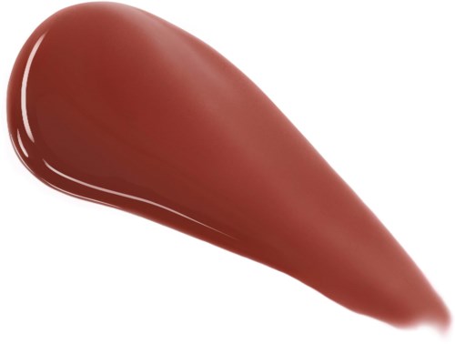 A smooth, curved swatch of brown lipstick or lip gloss.