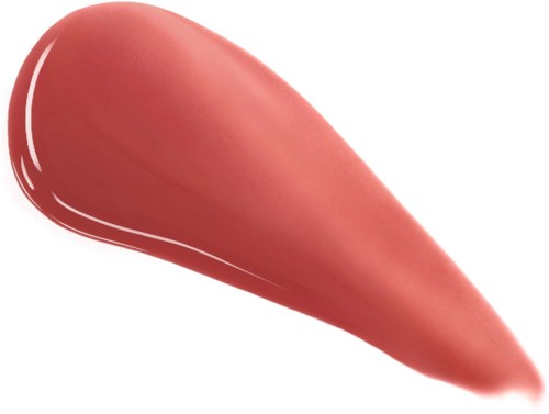 A swatch of pink lipstick with a creamy texture on a white background.