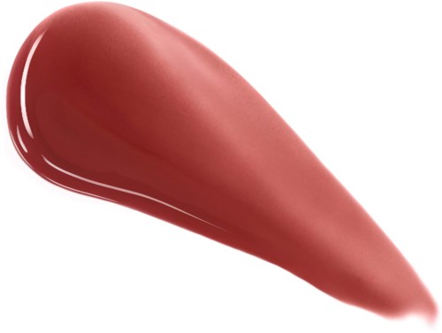 A smear of rose-colored lipstick with a glossy finish.