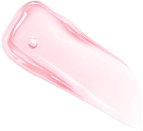 Eine weiche rosa Gel oder Creme mit einem kleinen Tropfen oben, sieht glatt und glänzend aus.