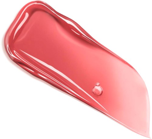 Ein pinkes flüssiges Lipgloss mit einem kleinen Tropfen, glänzende und glatte Textur, wahrscheinlich Lippenstift oder Lipgloss.