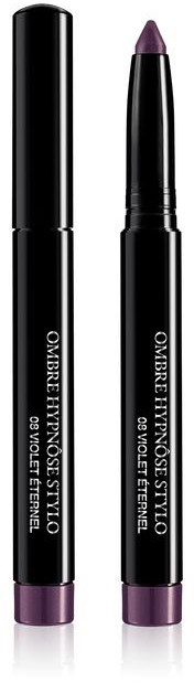 Två svarta eyeliners med lila toppar, märkta 'OMBREL INOTES STILO' och 'VIOLET TEAR'.