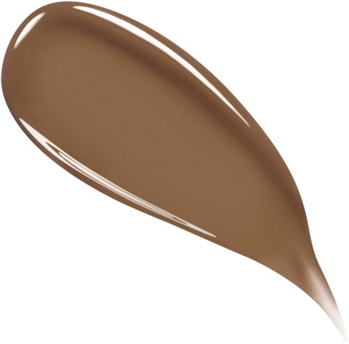 A brown smear of chocolate spread with a smooth, shiny surface and elongated shape.