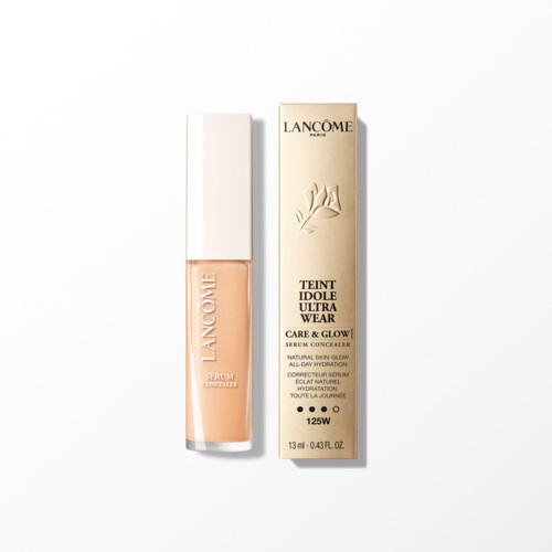 Lancôme serum bottle with white cap and beige box displaying product details and logo.