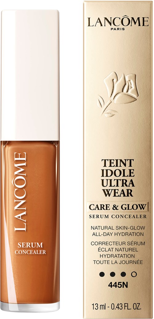 Lancôme Teint Idole Ultra Wear serum concealer with care and glow, in shade 445N for natural, all-day hydration.