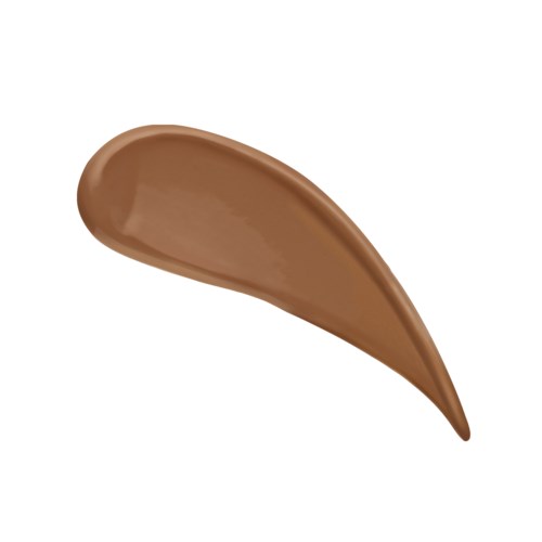 En brun klick av chokladsås med en slät, krämig konsistens, formad som en tårdroppe eller sked.
