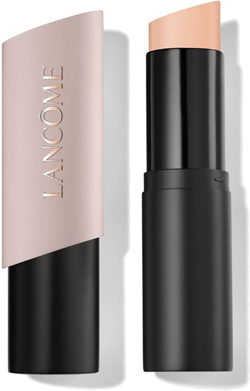 A lipstick with a black casing and a light pink tip, from the brand Lancôme.