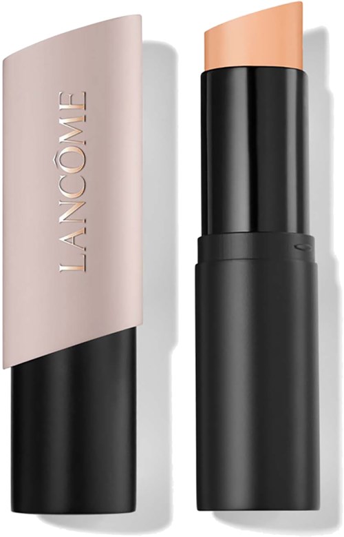 A beige and black lipstick with the brand name Lancôme on the cap.