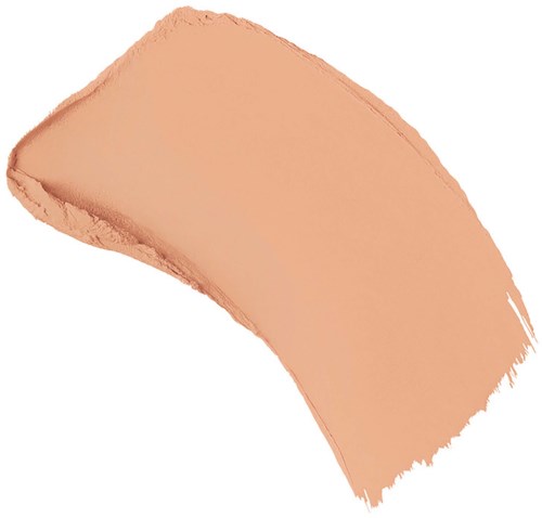 A streak of beige makeup or paint with rough edges on a white background.