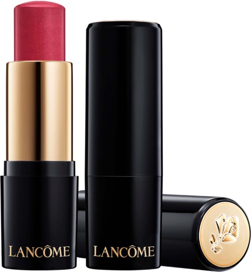 Tre leppestiftpakter, svarte og gull med en rød leppe, Lancôme-merkelogo synlig.