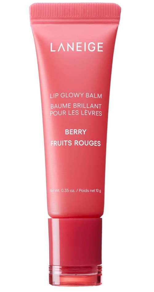 Roze tube van Laneige lippenbalsem met bessen en fruit ingrediënten, 10 gram, glanzende afwerking.