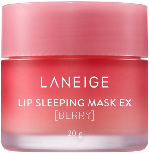 Een roze potje met Laneige Lip Sleeping Mask Ex Berry, bevat 20 gram.