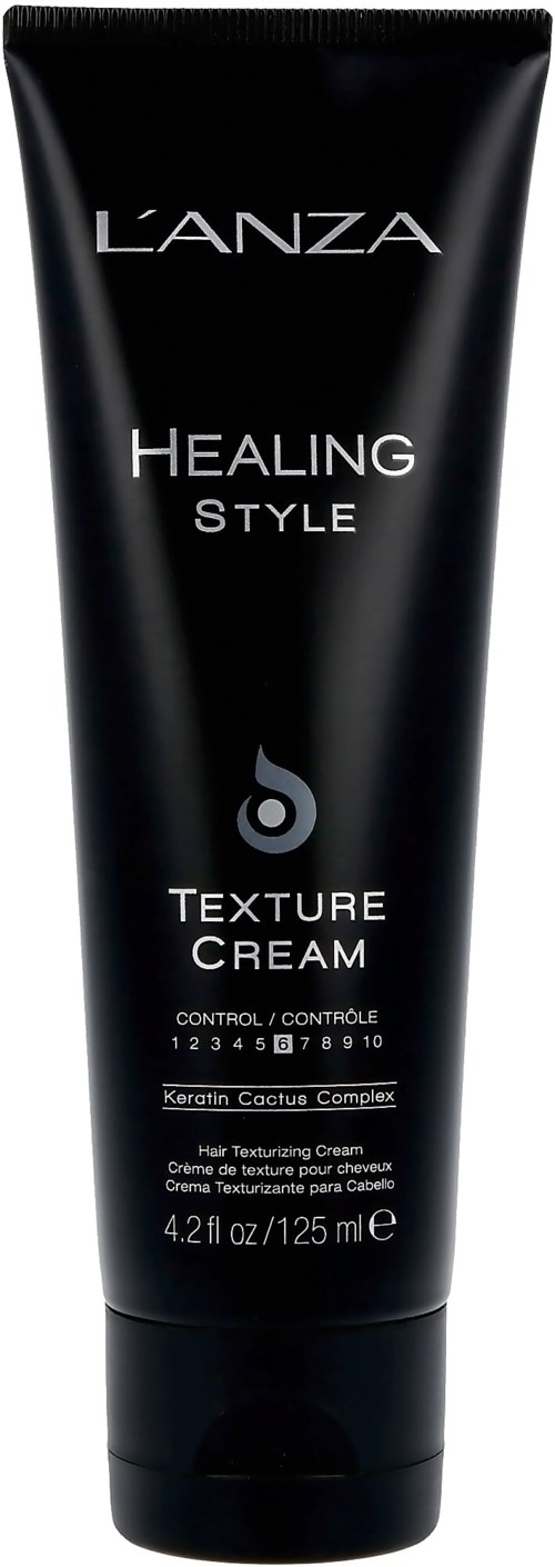 Schwarze Tube von L'ANZA Healing Style Texture Cream mit weißen Text und kleinem Logo.