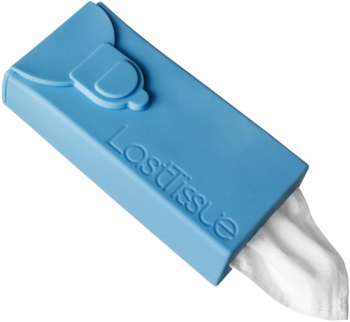 Ein blauer Radiergummi mit weißer Spitze, beschriftet "LastErase," für Papier.