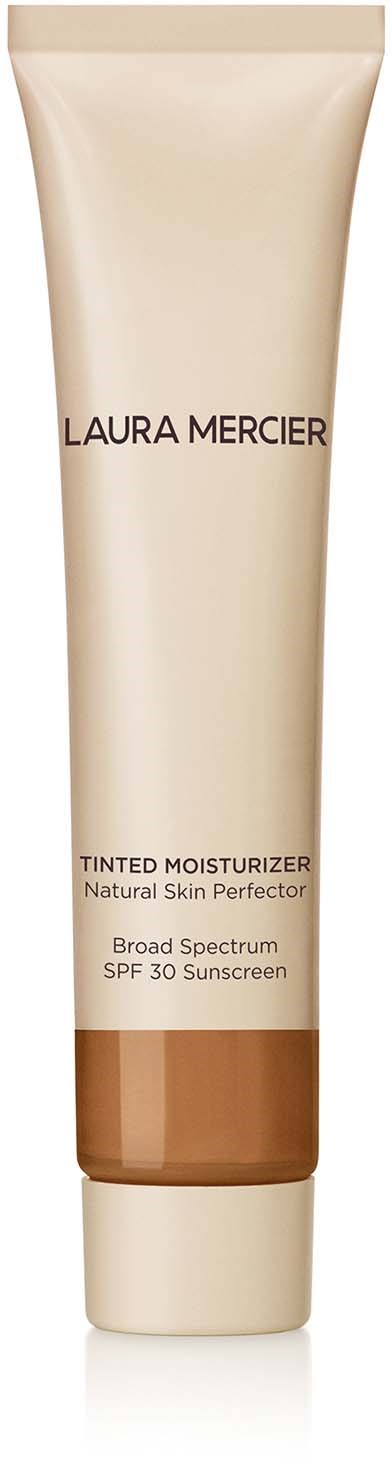 En beige tub med Laura Mercier färgad fuktighetskräm med SPF 30, bredspektrum, naturligt skinnfinish.